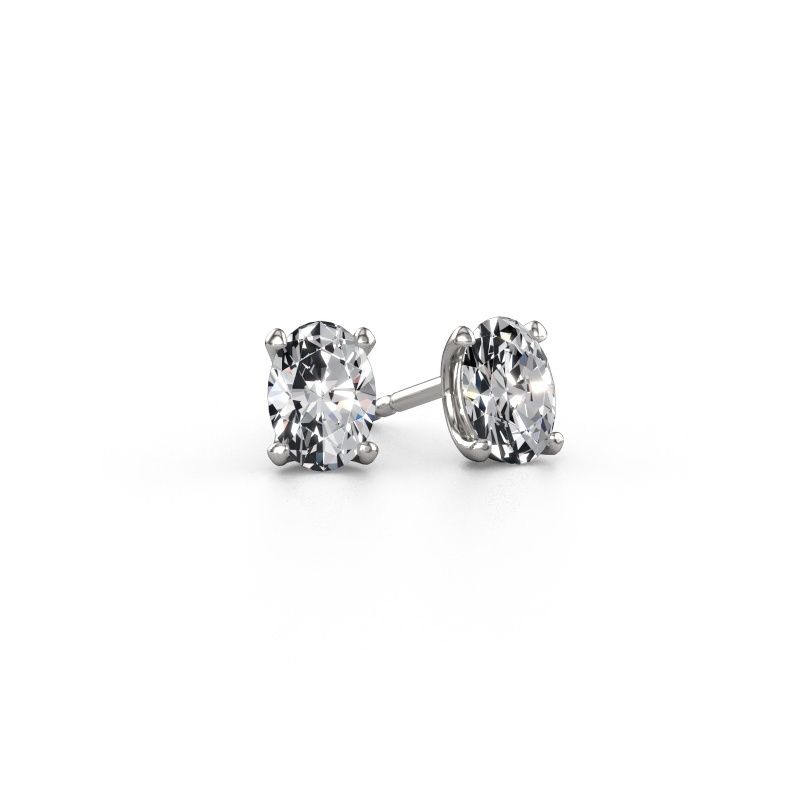 Clous d'oreilles Sam OVL 585 or blanc diamant synthétique 0.70 crt