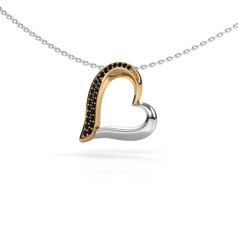 Necklace Heart 1 585 gold black diamond 0.16 crt
