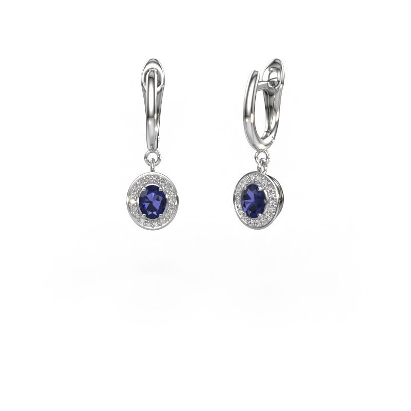 Pendants d'oreilles Nakita 950 platine saphir 5x4 mm