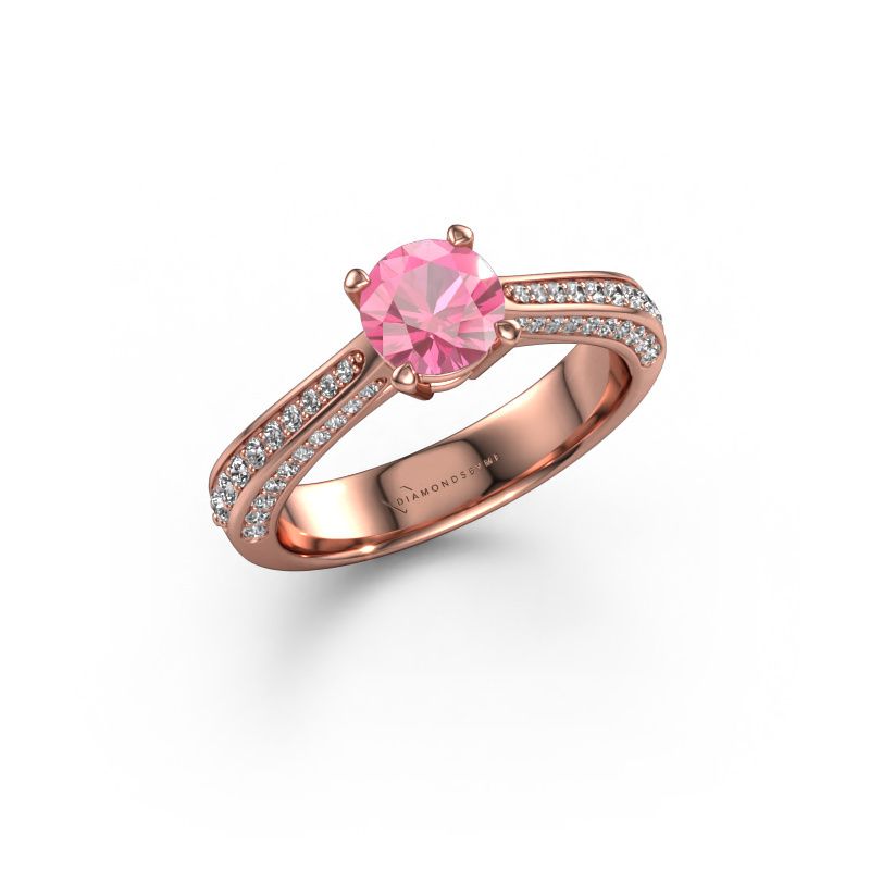 Forlovelsesring Ruby rnd 585 roségull rosa safir 5.7 mm