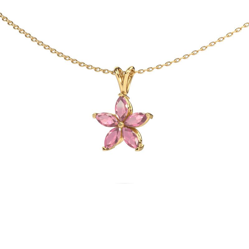 Pendant Sylvana 585 gold tourmaline pink 5x2.5 mm