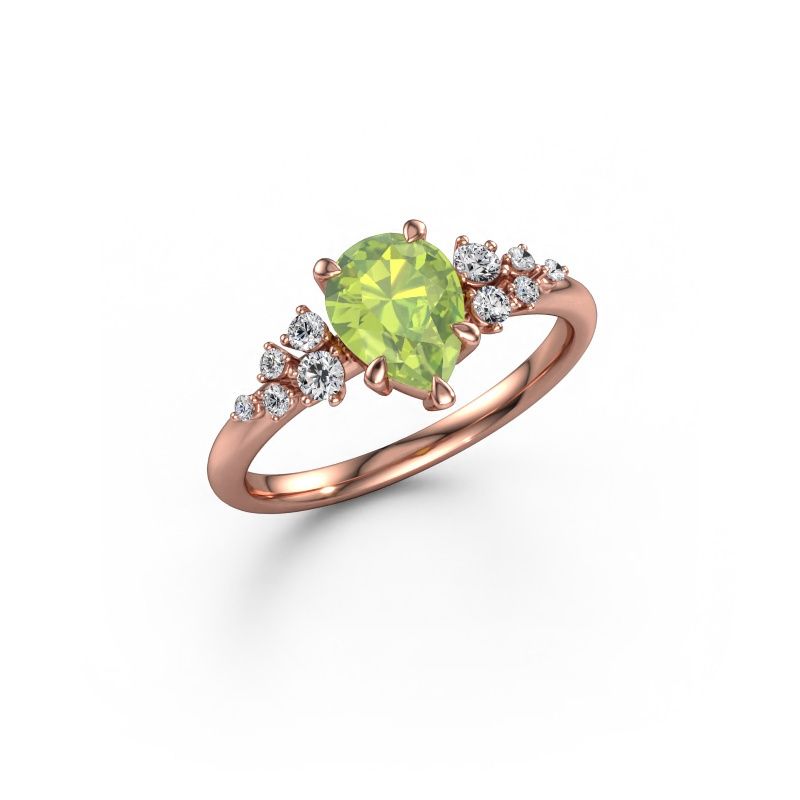 Bague de fiançailles Royce PER 585 or rose péridot 8x6 mm