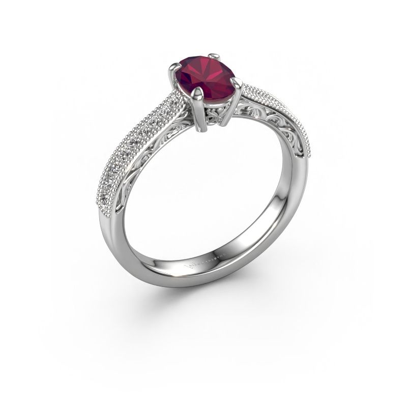 Verlobungsring Shonta OVL 950 Platin Rhodolit 7x5 mm