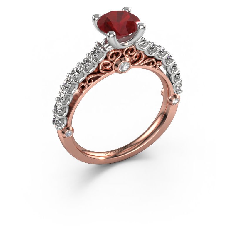 Verlobungsring Shaunda 585 Roségold Rubin 6 mm