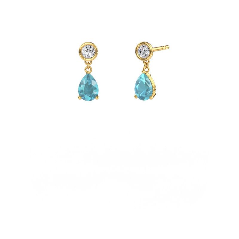 Ohrhänger Lacey PER 585 Gold Blau Topas 7x5 mm