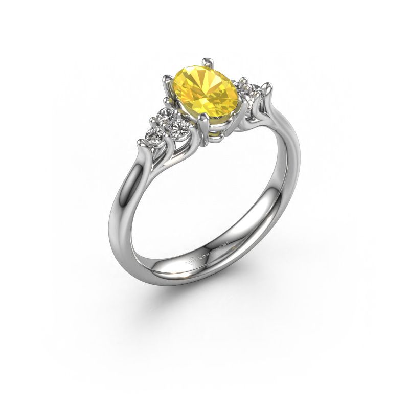 Verlobungsring Monika OVL 585 Weißgold Gelb Saphir 7x5 mm