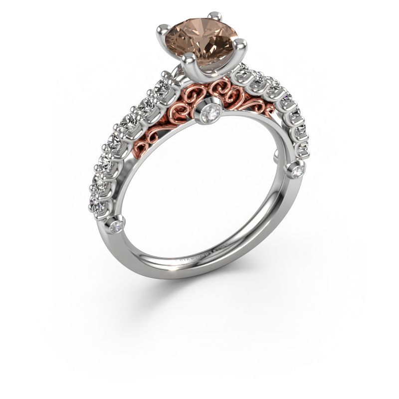 Verlovingsring Shaunda 585 witgoud bruine diamant 1.30 crt