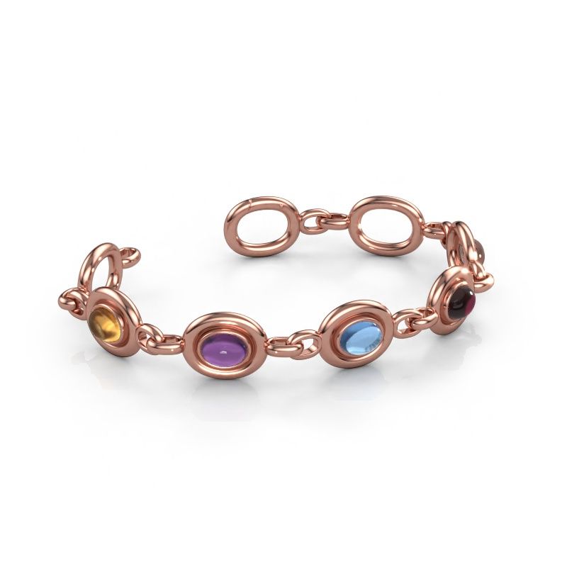 Bracelet maillons Maxima 5 express 585 or rose citrine 8x6 mm