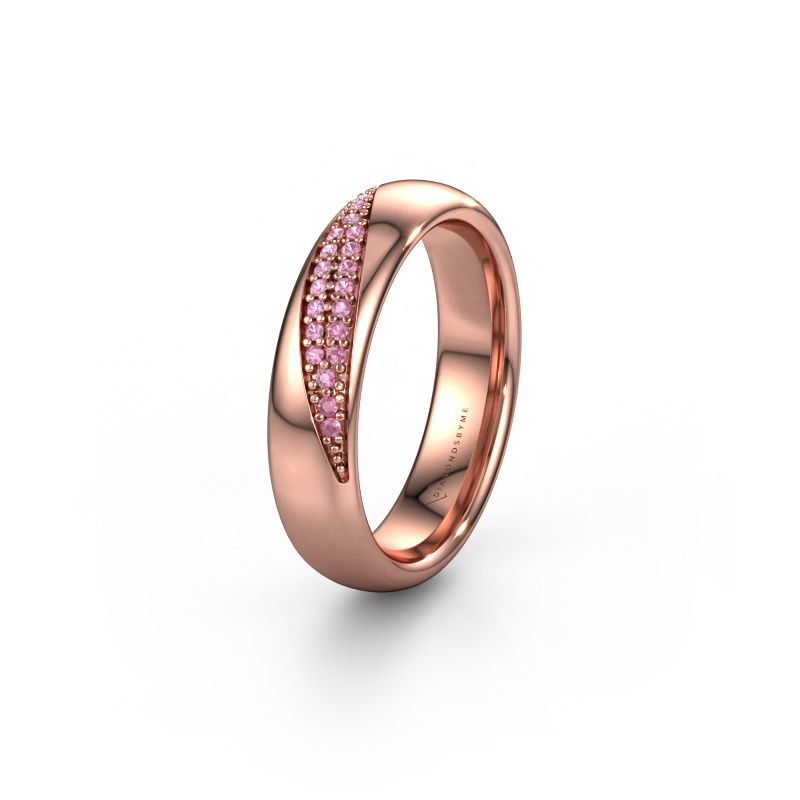 Wedding ring WH2025L 585 rose gold pink sapphire ±5x2.2 mm