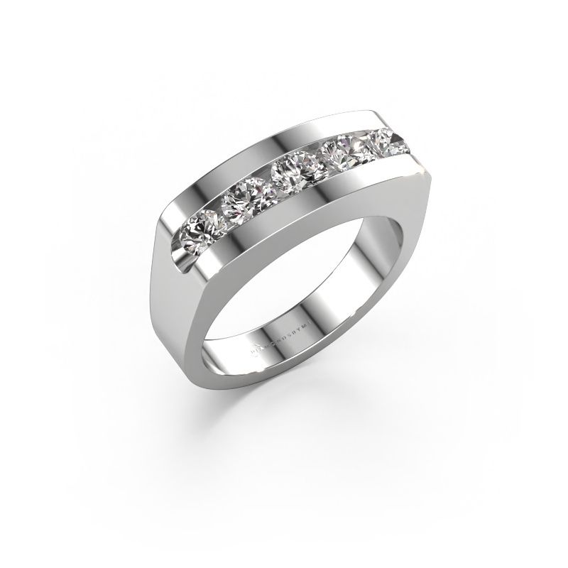 Herrenring Richard 585 Weißgold Zirkonia 4 mm