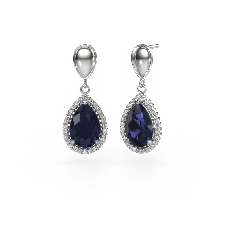 Drop earrings Tilly per 1 950 platinum sapphire 12x8 mm