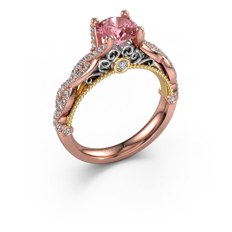 Engagement ring Chantelle 585 rose gold pink lab grown diamond 6.5 mm