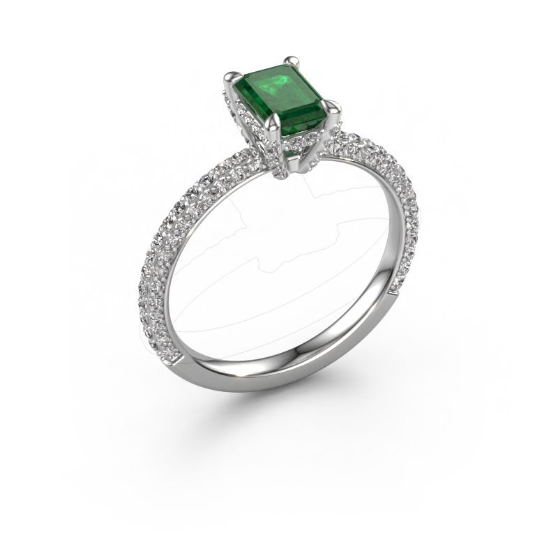 Engagement ring Saskia EME 2 950 platinum emerald 6.5x4.5 mm