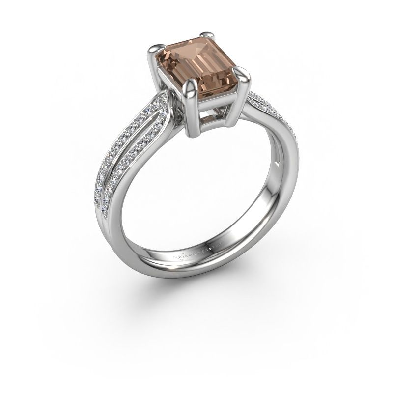 Verlovingsring Antonia eme 2 950 platina bruine diamant 3.73 crt