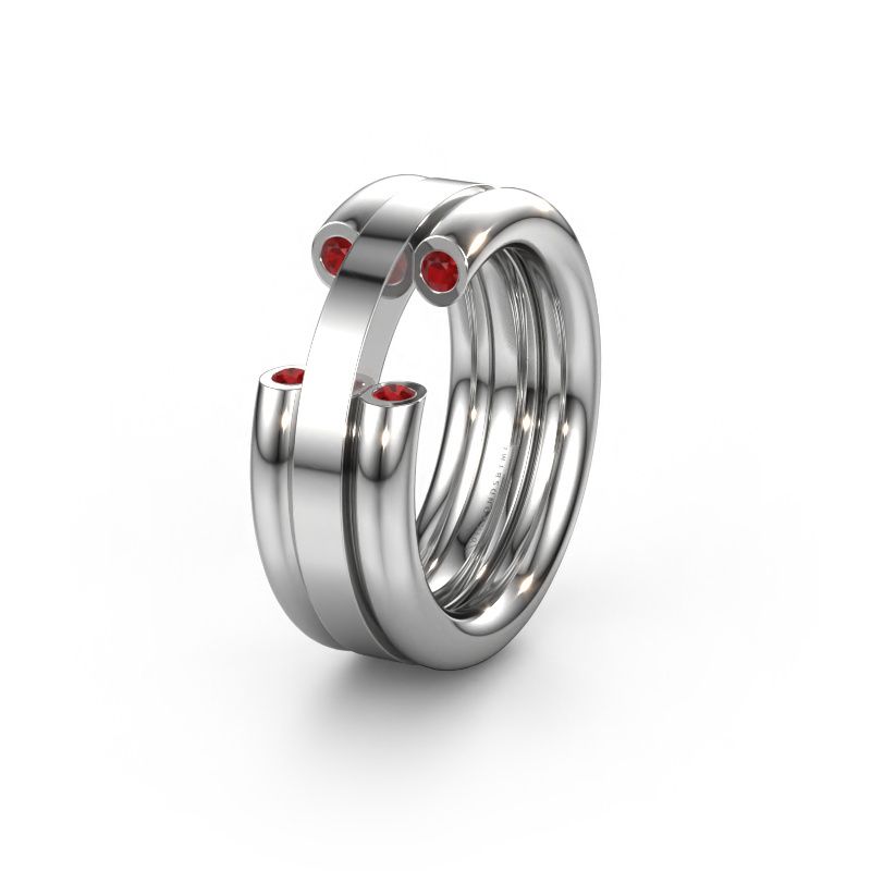 Trouwring WH6018L 950 platina robijn ±8x3 mm