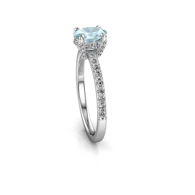 Image of Engagement ring saskia 1 ovl<br/>950 platinum<br/>Aquamarine 7x5 mm