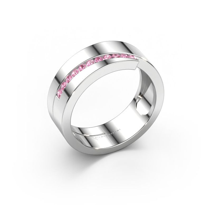Bague Loma 585 or blanc saphir rose 1.5 mm