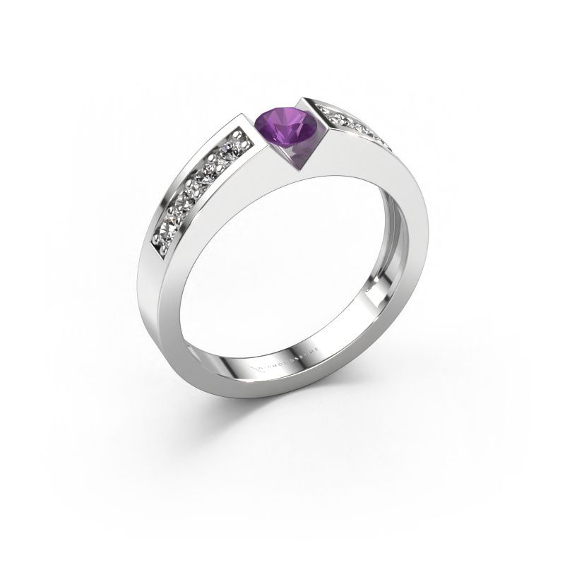 Engagement ring Lizzy 2 585 white gold amethyst 4.2 mm