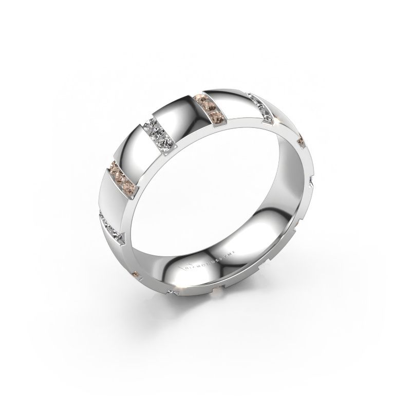 Ehering Juul 950 Platin Braun Diamant ±5x1.8 mm