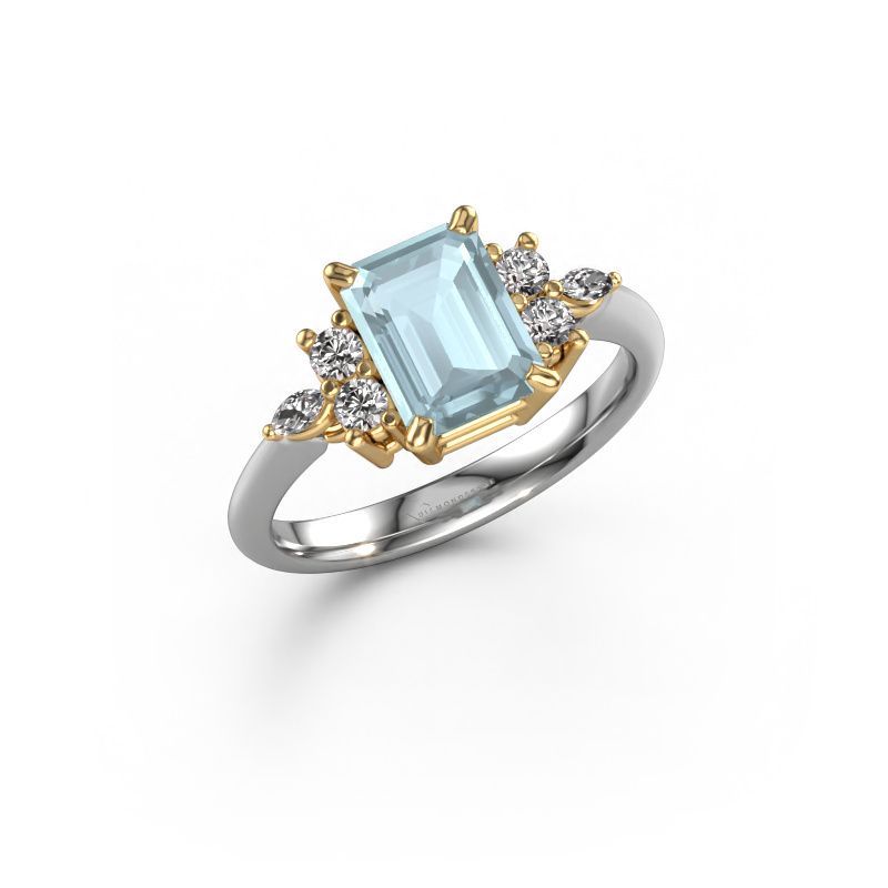 Ring Sade 585 white gold aquamarine 8x6 mm