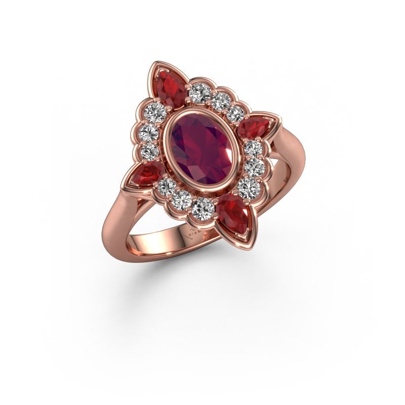 Verlovingsring Door 585 rosé goud rhodoliet 7x5 mm