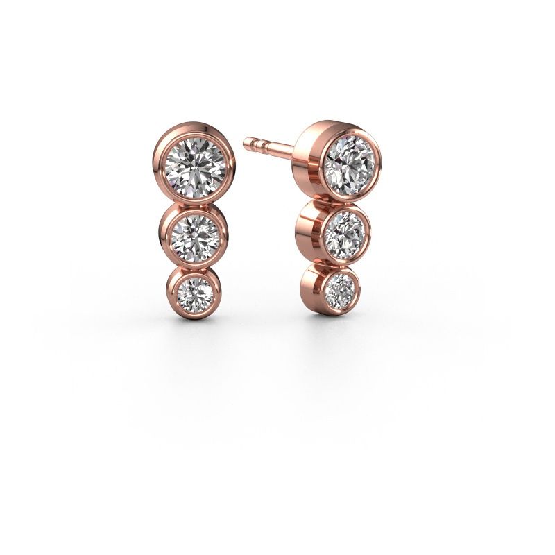 Clous d'oreilles Linda 585 or rose diamant 0.36 crt