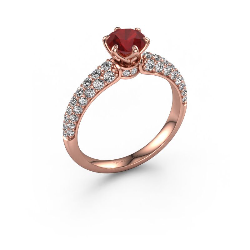 Engagement ring Meryl 585 rose gold ruby 5.7 mm