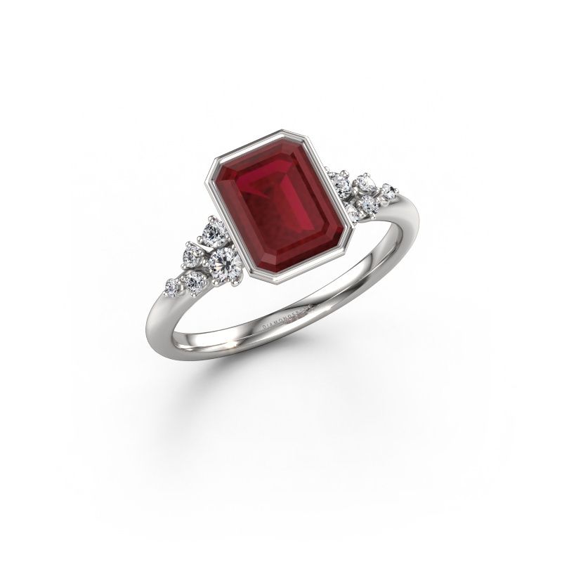 Bague de fiançailles Aliyah EME 950 platine rubis 8x6 mm