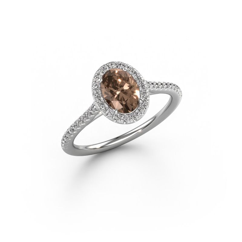 Bague de fiançailles Seline ovl 2 950 platine diamant brun 0.981 crt