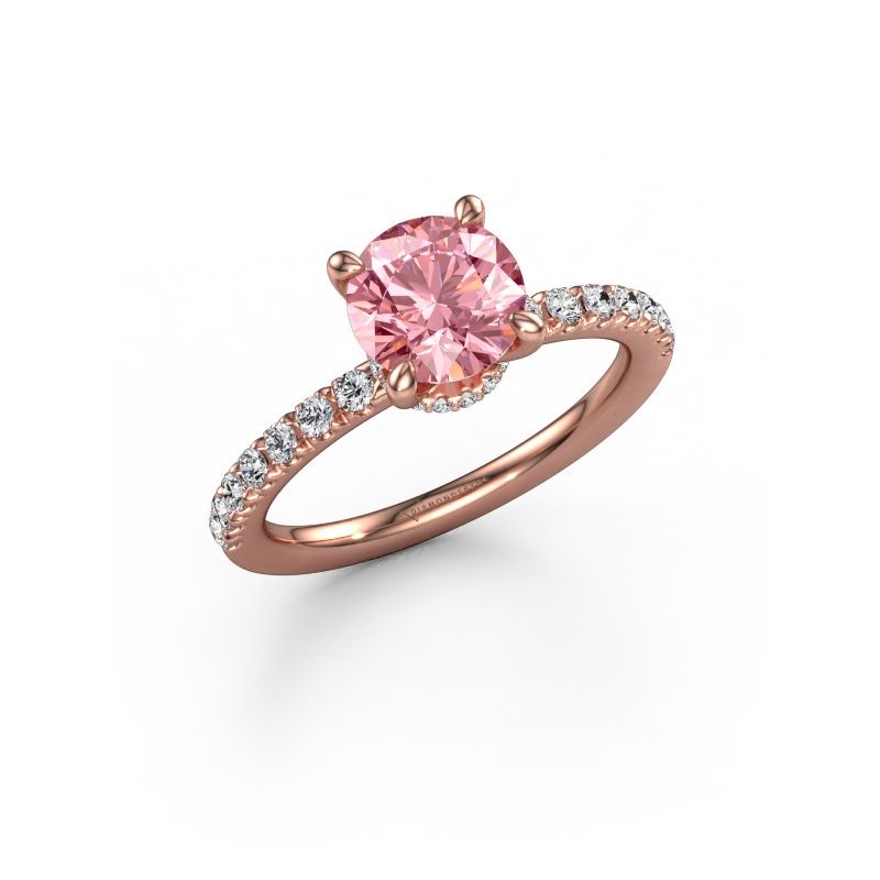 Engagement ring Crystal rnd 4 EXPRESS 585 rose gold pink lab grown diamond 7 mm