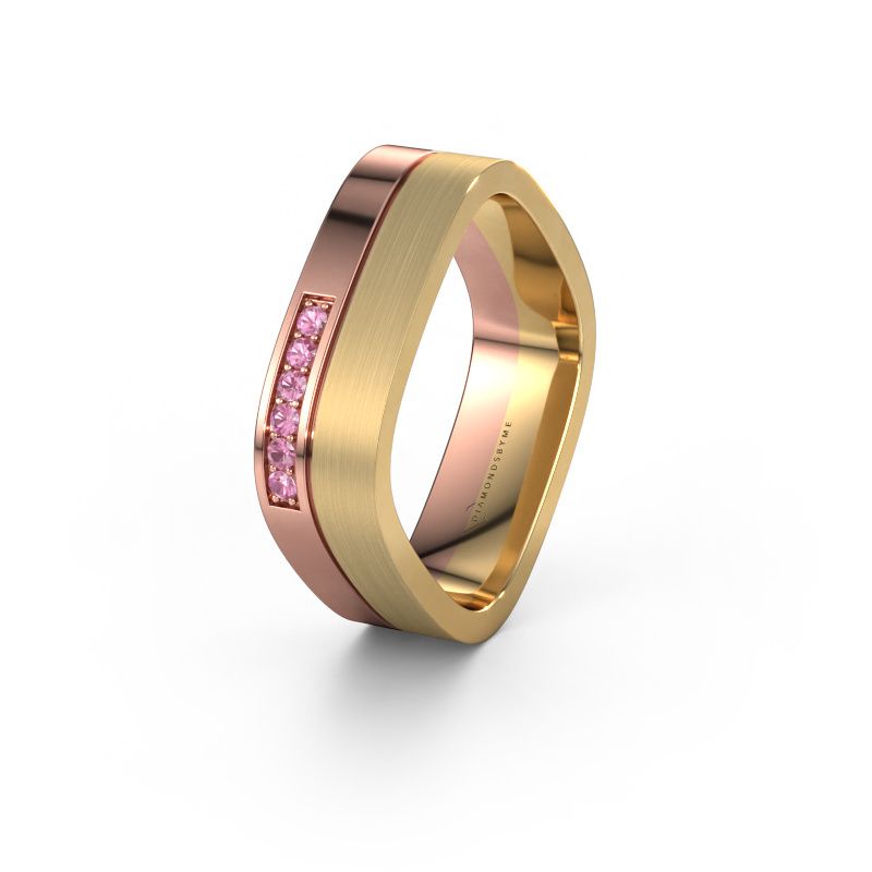 Trouwring WH6030L16A 585 rosé goud roze saffier ±6x1.7 mm