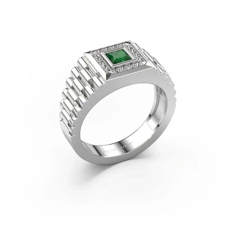 Men's ring Zilan 585 white gold emerald 4 mm
