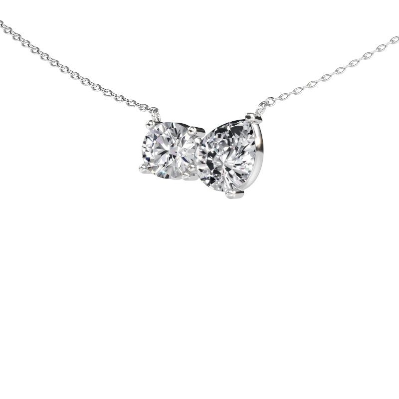 Pendant Toi et Moi RND PER 585 white gold lab-grown diamond 2.50 crt