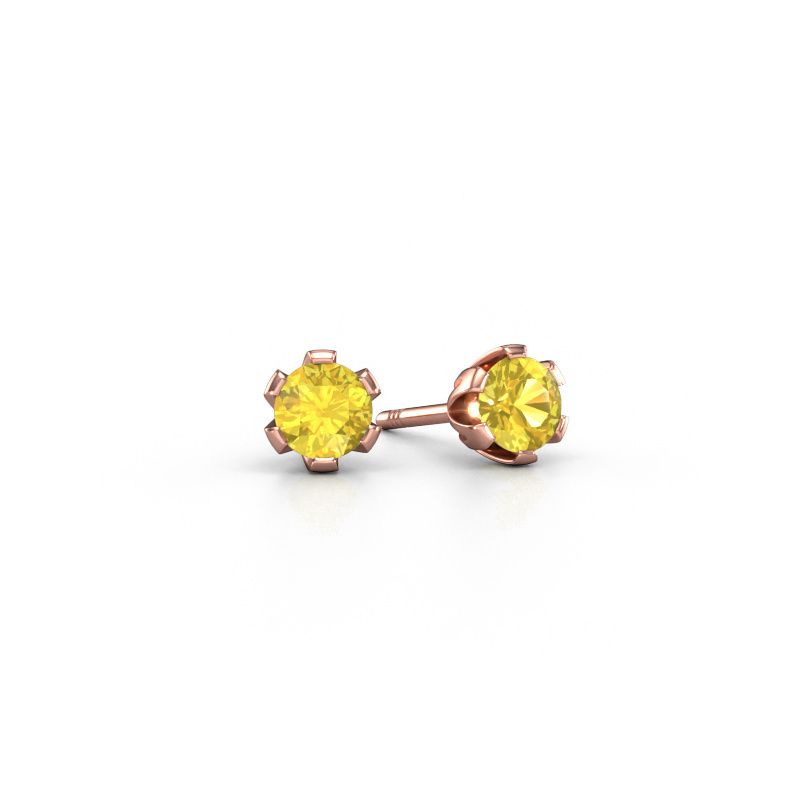 Clous d'oreilles Julia 585 or rose saphir jaune 4 mm