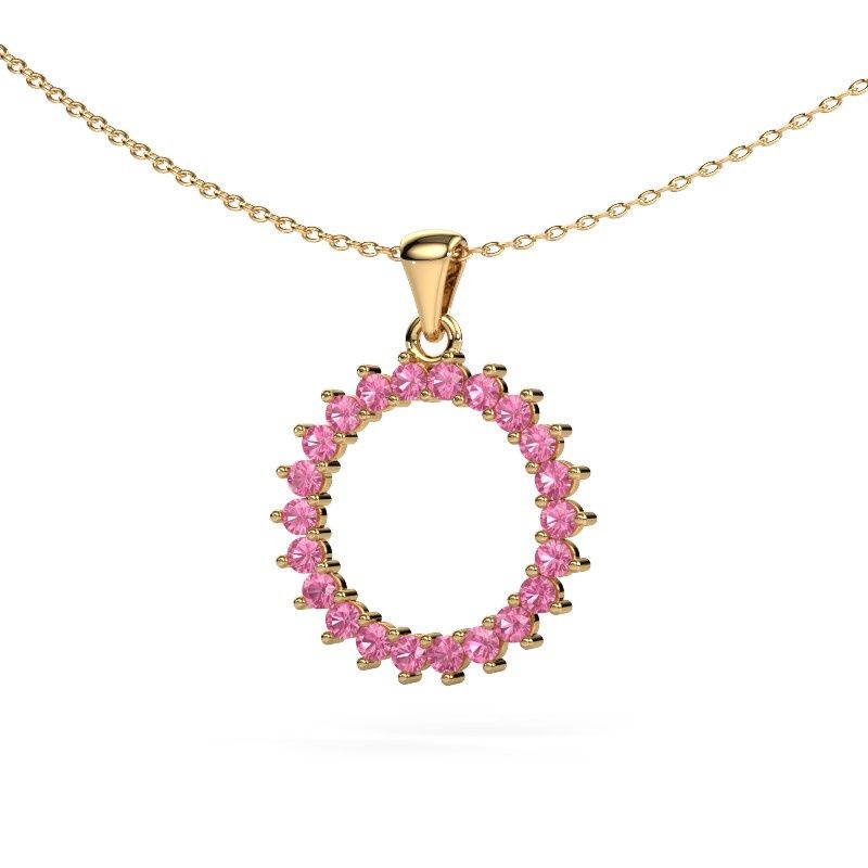 Pendant Round 3 585 gold pink sapphire 2 mm
