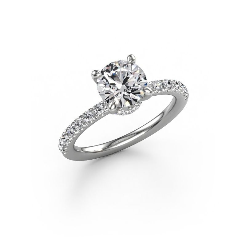 Verlobungsring Crystal rnd 4 EXPRESS 585 Weißgold Zirkonia 7 mm