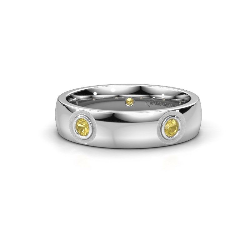 Image of Wedding ring WH0139L25BP<br/>585 white gold ±5x2 mm<br/>Yellow sapphire