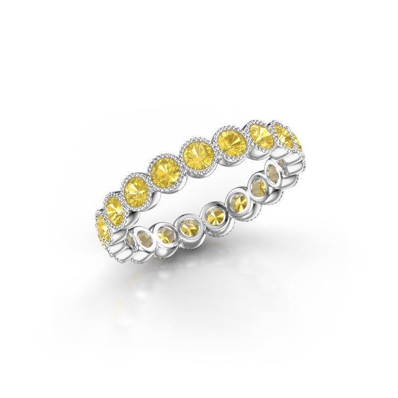 Image of Ring Mariam 0.07 585 white gold yellow sapphire 2.7 mm