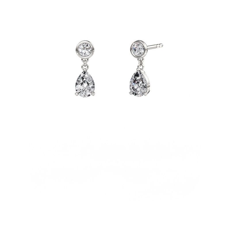 Oorhangers Lacey PER 585 witgoud zirkonia 7x5 mm