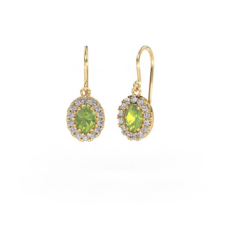 Drop earrings Jorinda 1 585 gold peridot 7x5 mm