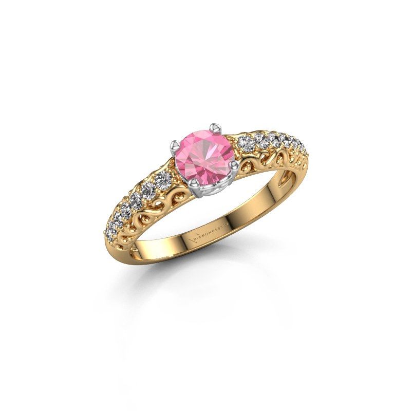 Afbeelding van Verlovingsring Mellie 585 goud roze saffier 5 mm