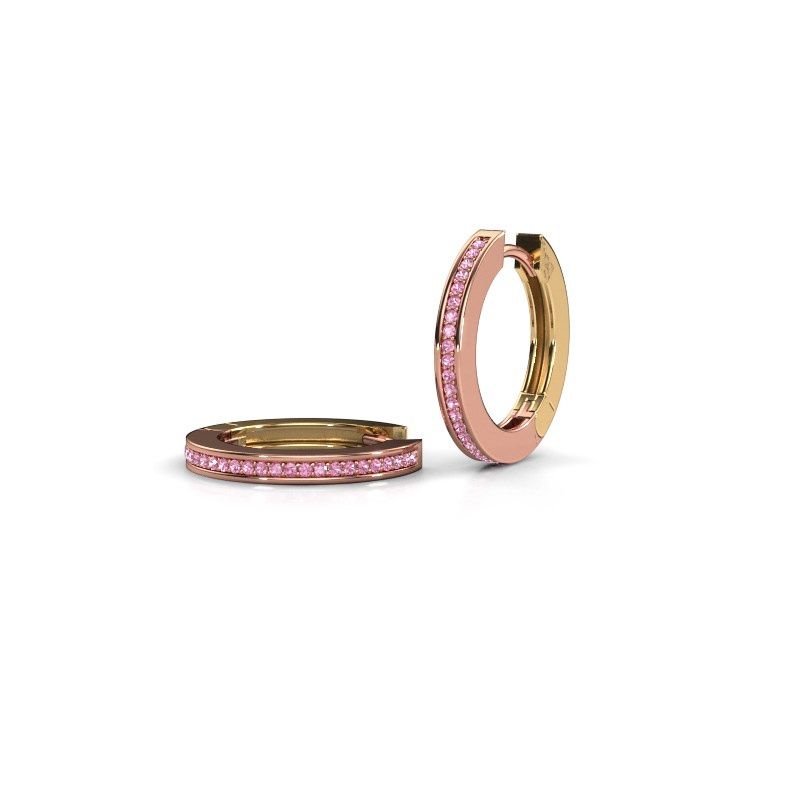 Image of Hoop earrings Renee 4 12 mm 585 rose gold pink sapphire 1 mm
