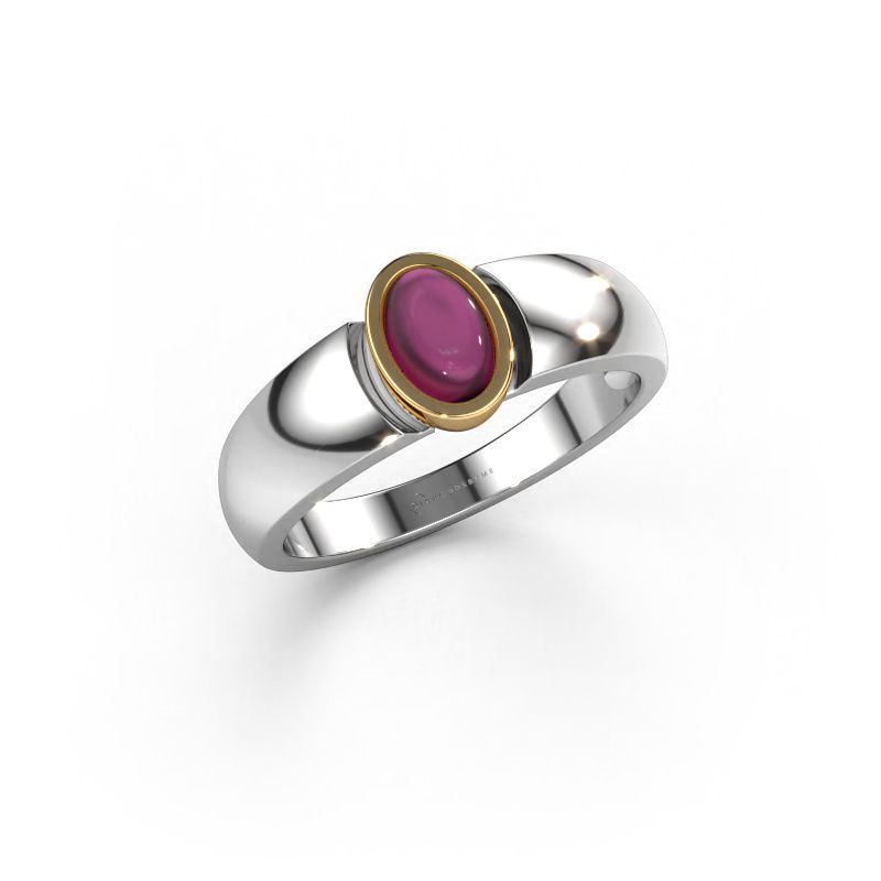 Ring Tonneke 585 white gold rhodolite 6x4 mm