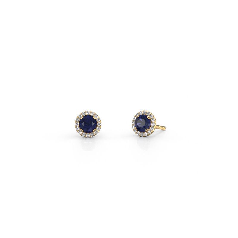 Oorbellen Seline rnd 585 goud saffier 4 mm