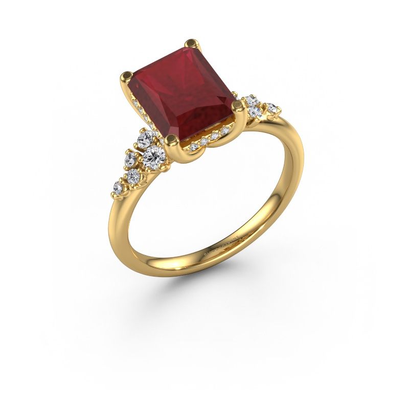 Engagement ring Emma RAD 585 gold ruby 9x7 mm