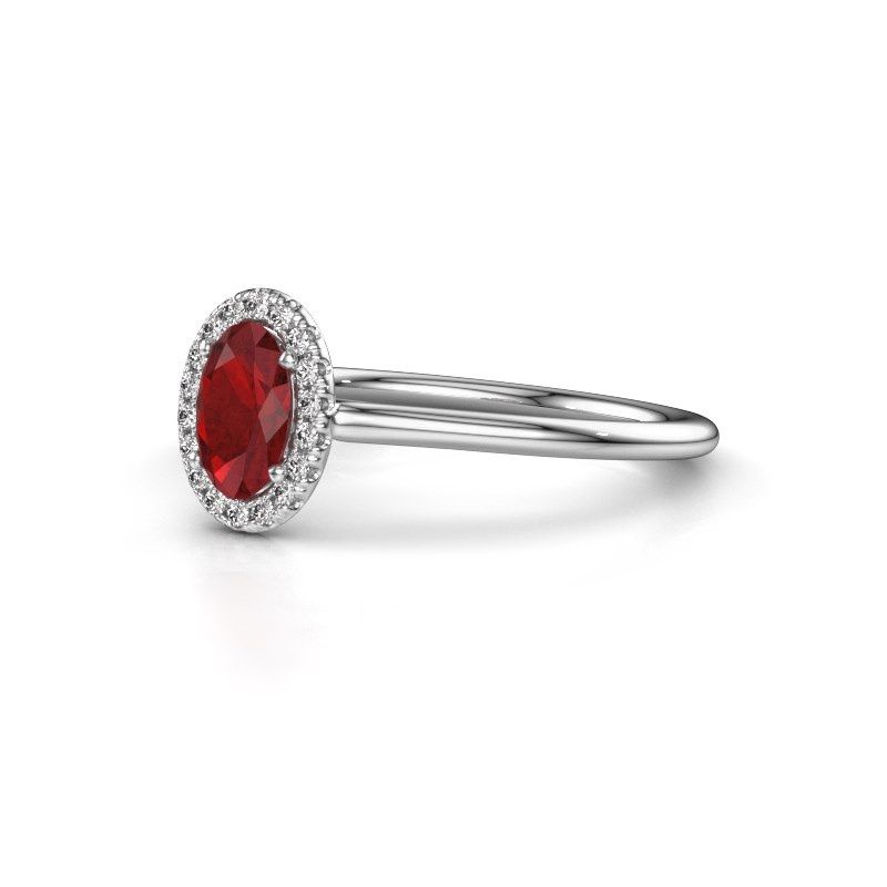 Image of Engagement ring seline ovl 1<br/>950 platinum<br/>Ruby 6x4 mm