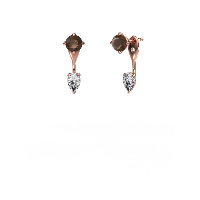 Oorhangers Kate RND-PER 585 rosé goud rookkwarts 5 mm