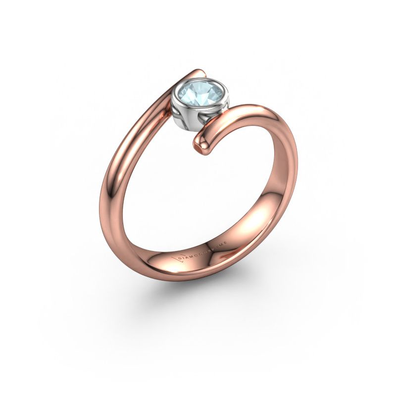 Ring Mary 585 rosé goud aquamarijn 4 mm
