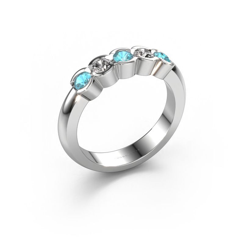 Ring Lotte 5 585 witgoud blauw topaas 3 mm
