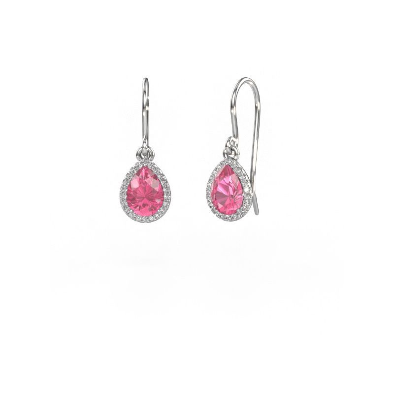 Pendants d'oreilles Seline per 585 or blanc saphir rose 7x5 mm